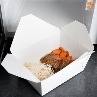 Rectangle Disposable White Kraft Printing Paper Borad Packaging Stand Up Lunch Box