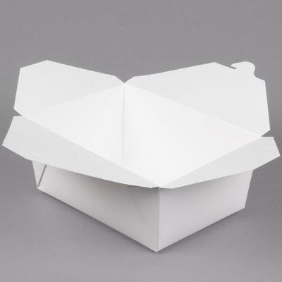 Rectangle Disposable White Kraft Printing Paper Borad Packaging Stand Up Lunch Box