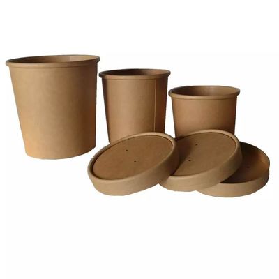 Disposable Paper Bowls With Lids Soup Serving Paper Cup PE Coating Salad Paper Bowl For Hot Cold Food Soup