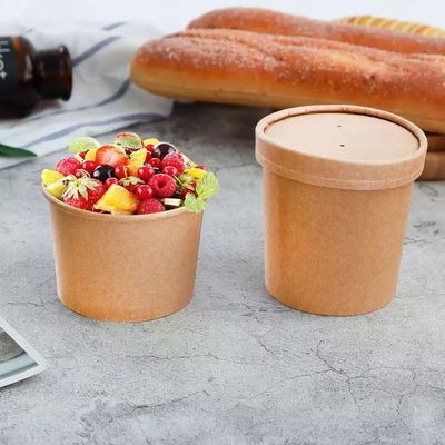 Disposable Paper Bowls With Lids Soup Serving Paper Cup PE Coating Salad Paper Bowl For Hot Cold Food Soup