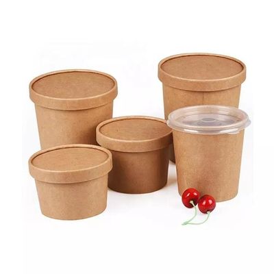 Custom Food Grade Disposable Kraft Paper Soup Cup Salad Paper Bowl 26oz