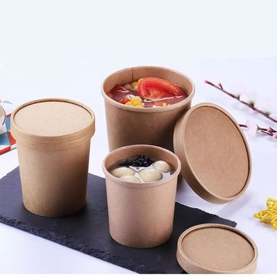 Custom Food Grade Disposable Kraft Paper Soup Cup Salad Paper Bowl 26oz