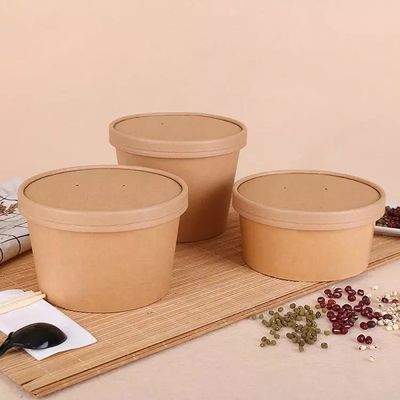 Salad Porridge Packaged Kraft Paper Takeaway Bowl Fast Food Box 32Oz