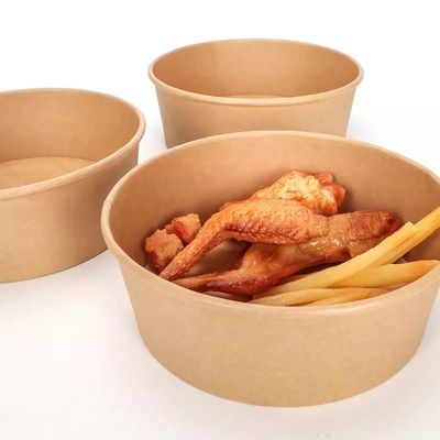 Waterproof Food Grade Kraft Paper Bowl 25oz Disposable Brown Takeout 750ML