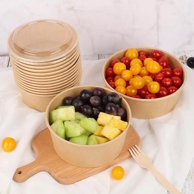 Bamboo Pulp Paper Takeaway Soup Bowls Disposable Biodegradable 1200ML With Lids