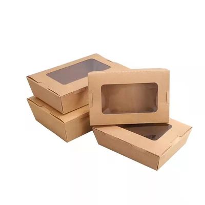 Disposable Noodle Salad Food Packing Takeaway Kraft Paper Box With Window