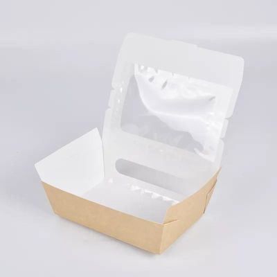 Disposable Noodle Salad Food Packing Takeaway Kraft Paper Box With Window