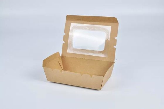 Disposable Noodle Salad Food Packing Takeaway Kraft Paper Box With Window