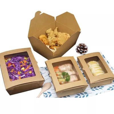 Window Kraft Paper Fruit Salad Fast Food Takeaway Lunch Box Recyclable Transparent