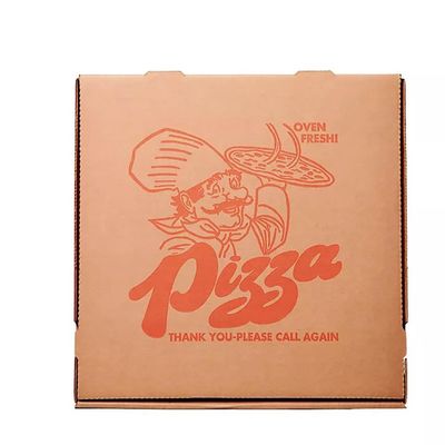 Corrugated Paper Pizza Packing Box Reusable Custom Design 16in