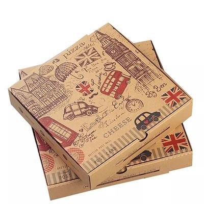 Corrugated Paper Pizza Packing Box Reusable Custom Design 16in