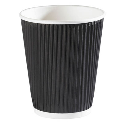 Fashion And High-end Appearance Black 22oz 630ml Paper Ripple Cups For Coffee Shop