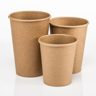 Insulated Lining Printed 18oz Biodegradable Kraft Paper Cups Hot Beverage Packaging