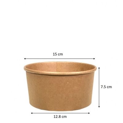 Sustainable 1000ML 32OZ Take Away Paper Container Salad Bowls Disposable Kraft Paper Round Bowl