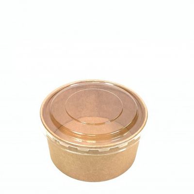 Sustainable 1000ML 32OZ Take Away Paper Container Salad Bowls Disposable Kraft Paper Round Bowl