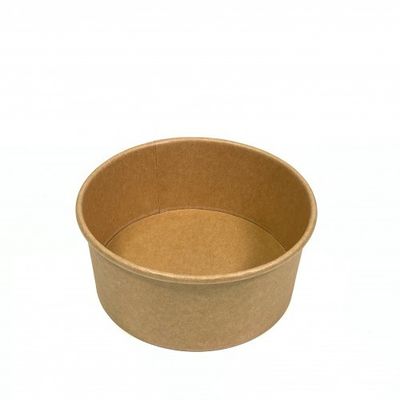 Microwaveable 1300ML 42OZ Brown Kraft Paper Bowl Biodegradable Salad Bowl Coated