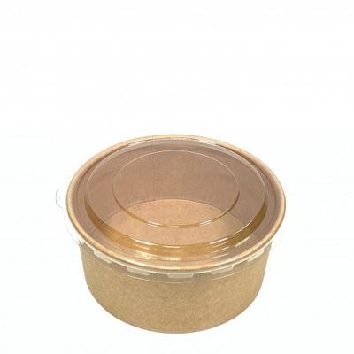 Microwaveable 1300ML 42OZ Brown Kraft Paper Bowl Biodegradable Salad Bowl Coated