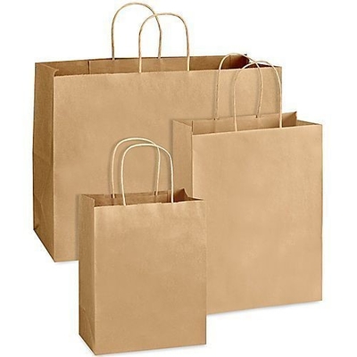 Recyclable kraft Paper Bag With Twisted Handle Reusable Shopping Paper Bags