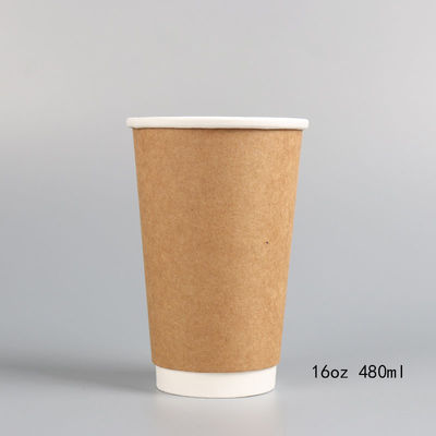 Various Capacities Biodegradable Disposable Double Wall Kraft Paper Coffee Cups