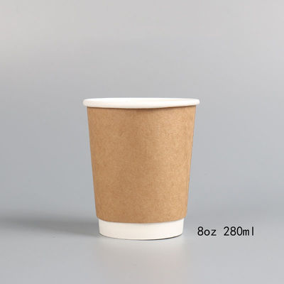 Various Capacities Biodegradable Disposable Double Wall Kraft Paper Coffee Cups