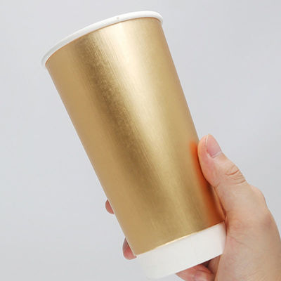 Double Wall Gold Foil Biodegradable Kraft Paper Cups 8oz 12oz 16oz