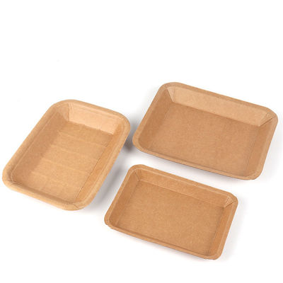 Square Disposable Kraft Paper Plate For Fruits/Fried Food/ Barbecue/Vegetables Packing