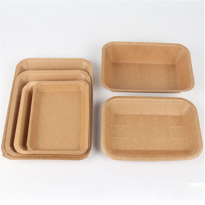 Square Disposable Kraft Paper Plate For Fruits/Fried Food/ Barbecue/Vegetables Packing