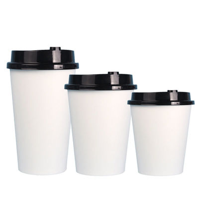 PE Coating Coffee Disposable Paper Cups With Lid For Hot Drinking