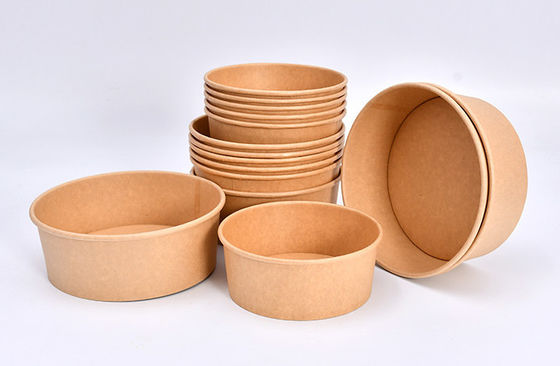 Packaging Kraft Paper Soup Bowl Round Fast Food Salad Vegetable Lunch Bowls