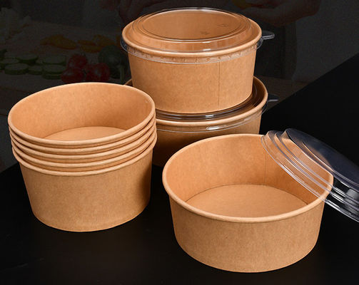 Packaging Kraft Paper Soup Bowl Round Fast Food Salad Vegetable Lunch Bowls